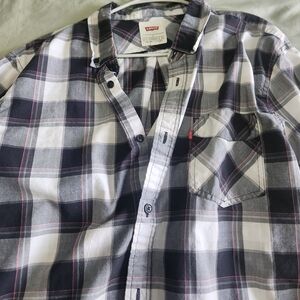 Levi's Women's Casual Plaid Shirt - Black, White, Pink and Gray